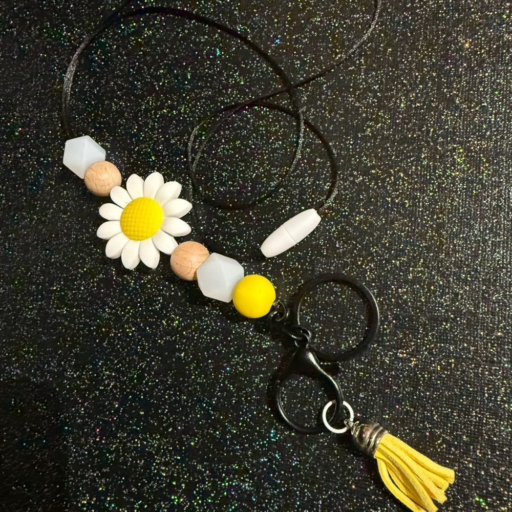 Handmade Silicone and Wodden Bead Lanyard